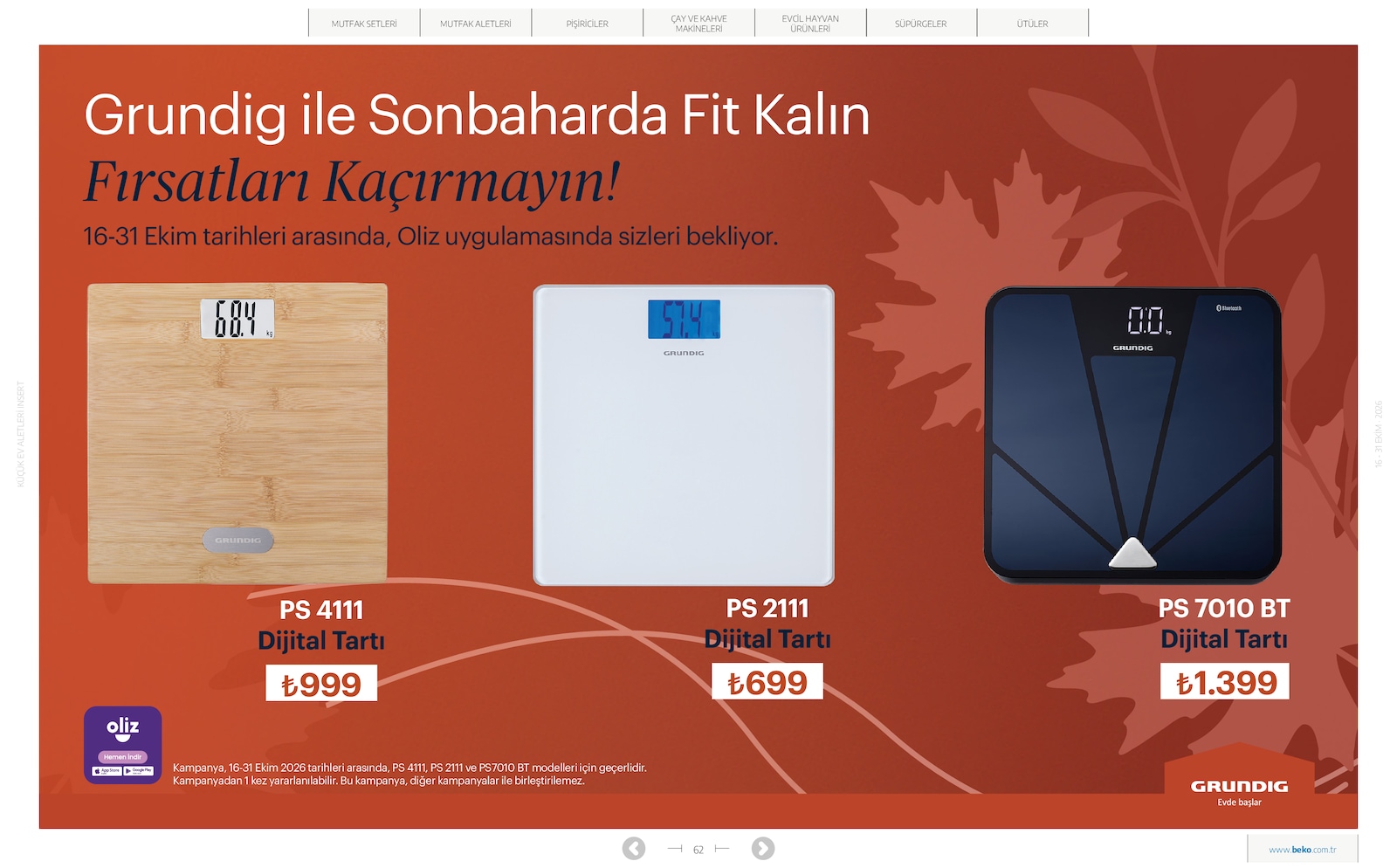 Beko Kucuk Ev Aletleri Brosuru — sayfa 62