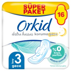 Orkid Ekstra Hassas Gece Hijyenik Ped 16'lı