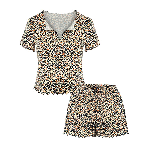 Koza Kadın Şortlu Pijama Takımı Leopar S-m