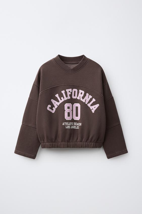 Yıkama Efektli Baskılı Sweatshirt