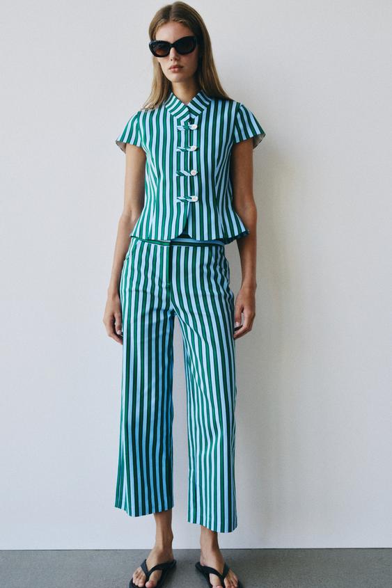 Çizgili Culotte Pantolon