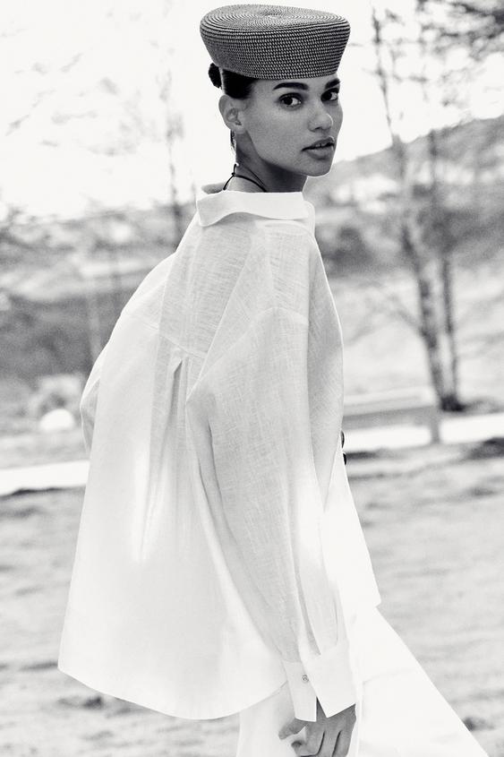 Keten Karışımlı Oversize Bluz
