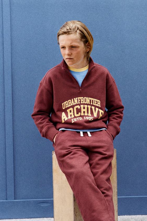 Yazılı Fermuarlı Sweatshirt