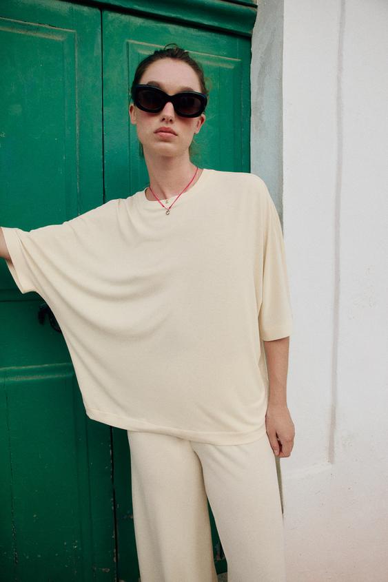 Dökümlü Oversize T-Shirt
