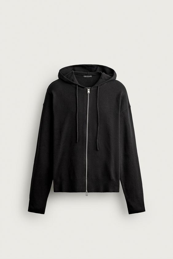 Yumuşak Dokulu Kapüşonlu Triko Sweatshirt