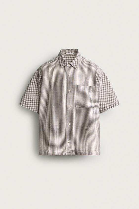 Kareli Ve Yazılı Relaxed Fit Gömlek