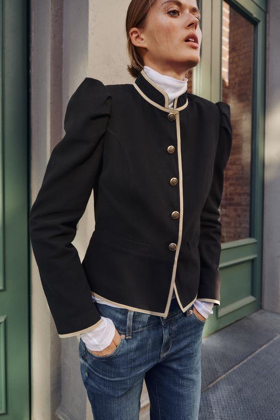Kontrast Biyeli Blazer