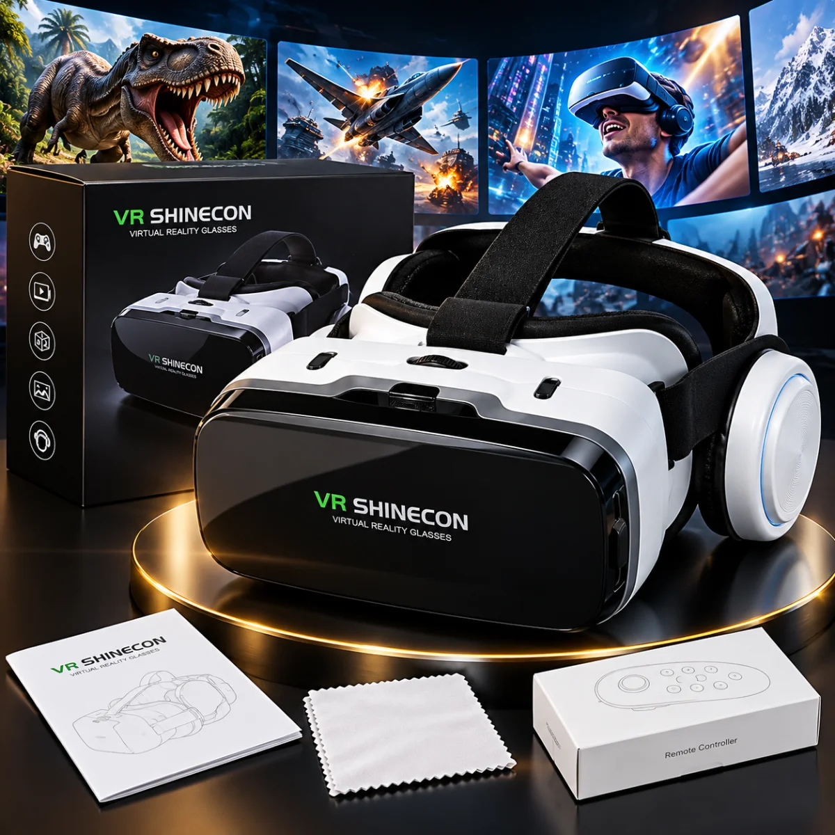 نظارة VR.مع سماعات محيطية بلوتوث