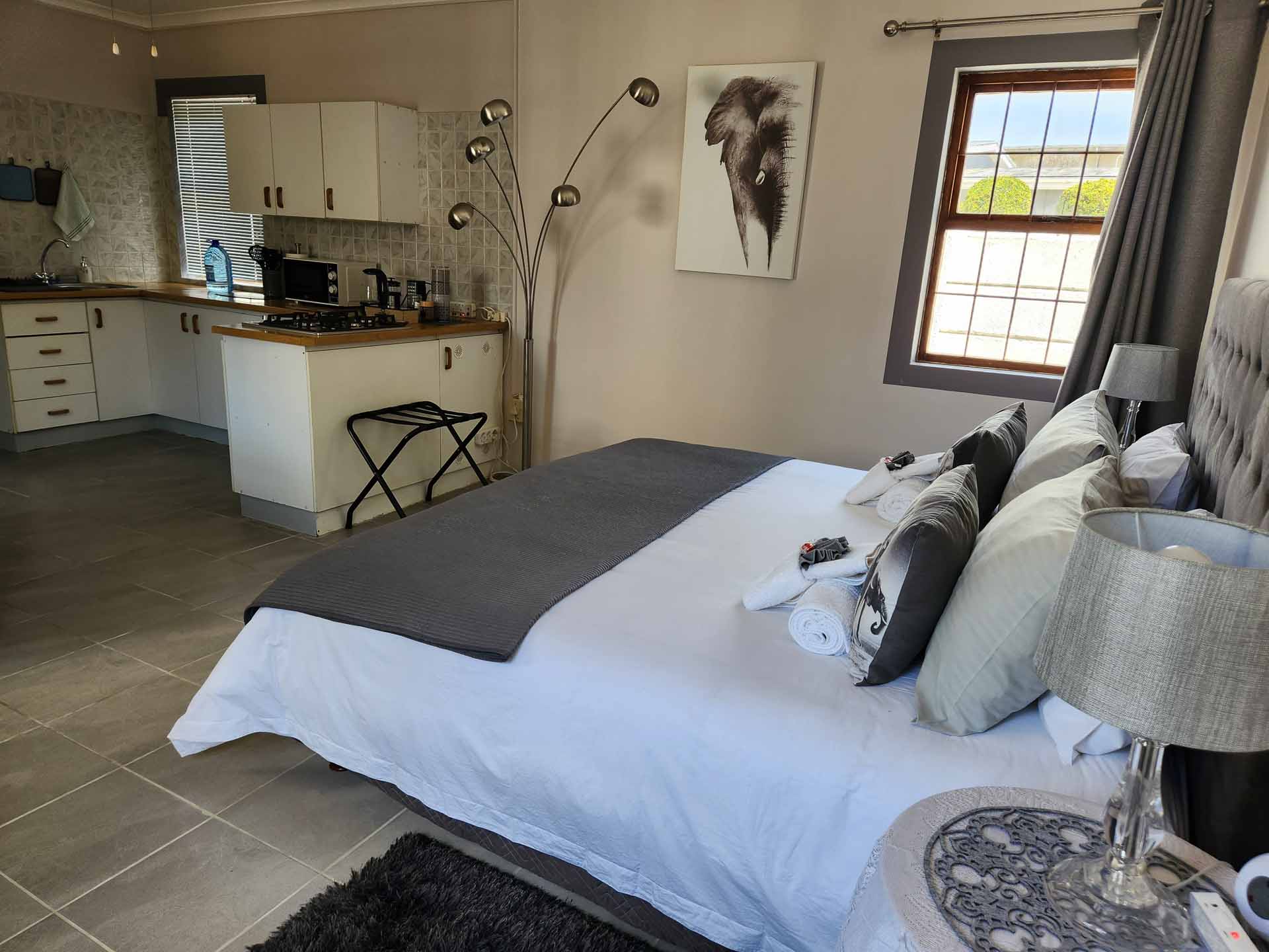 Addo Suite layout - The Addo Suite is a spacious room with a king-size bed and a private en-suite bathroom