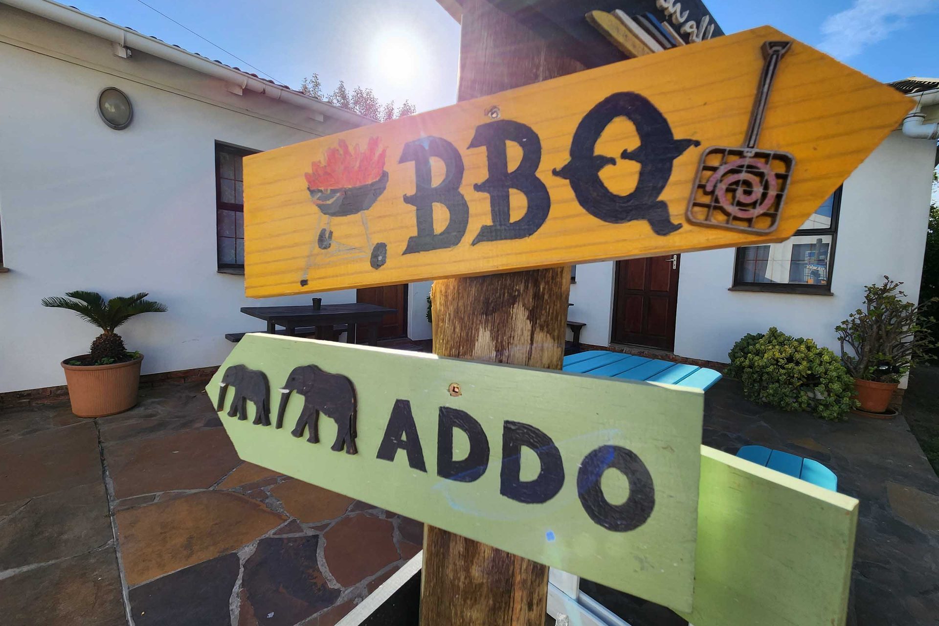 Addo Suite Sign - If you get lost, just follow the elephant!