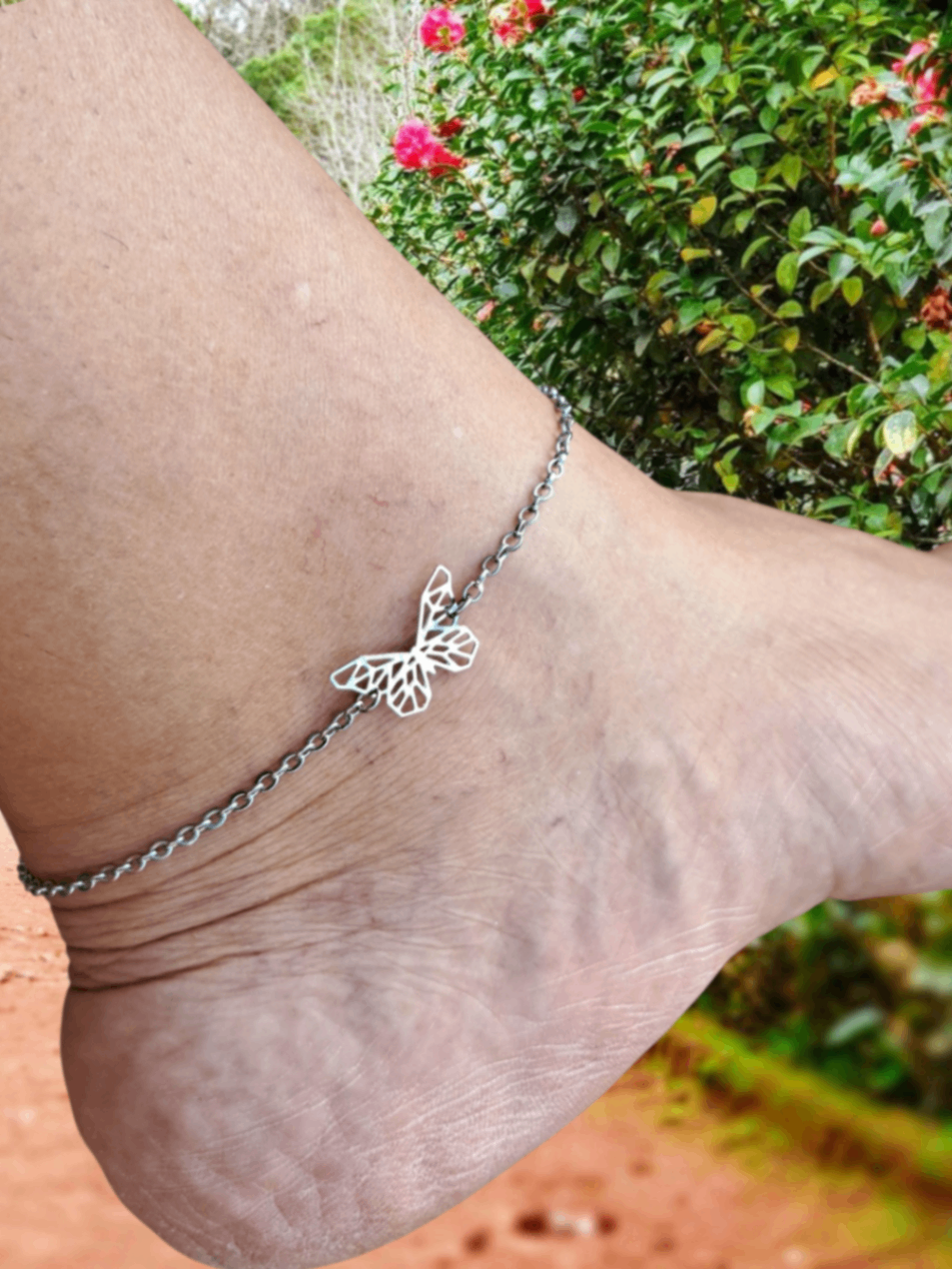 Foto de tornozeleira borboleta aço inox