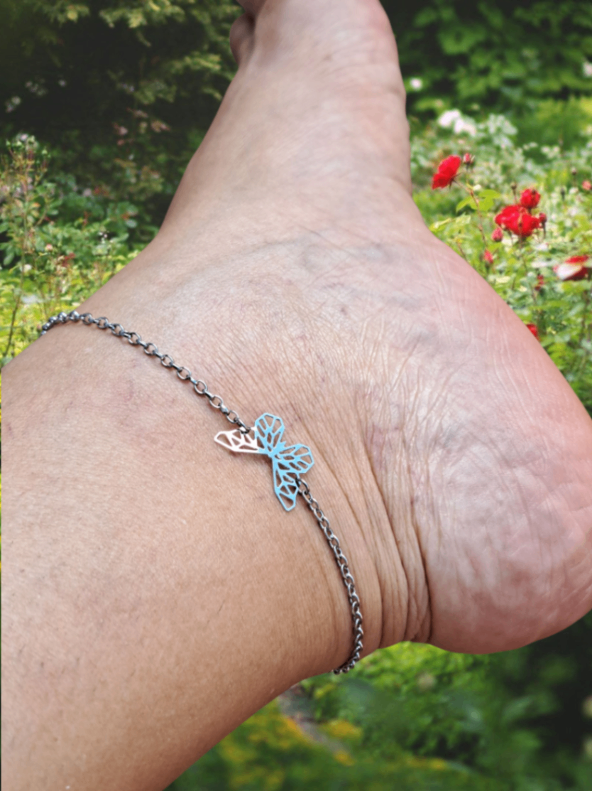 Foto de tornozeleira borboleta aço inox