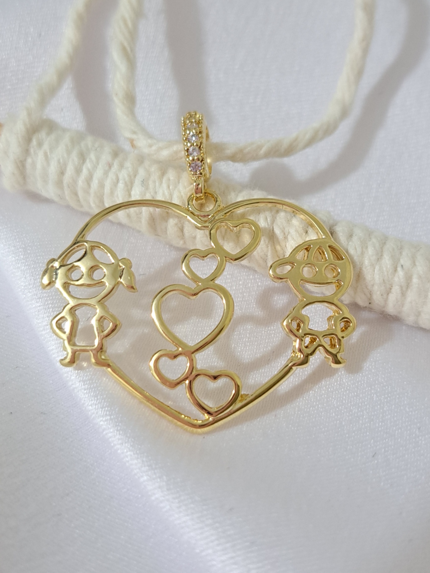 Foto de pingente coração casal fecho com zircônias Foto de pingente coração casal fecho com zircônias