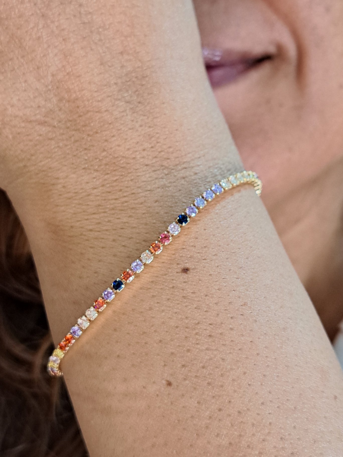Foto de pulseira riviera zircônias coloridas 2mm Foto de pulseira riviera zircônias coloridas 2mm