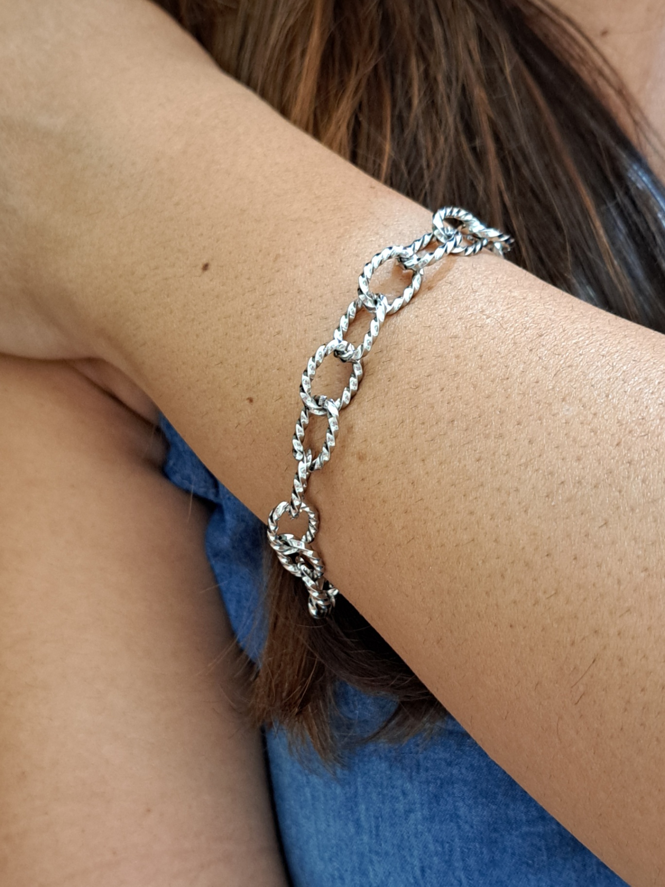Foto de pulseira max elos torcidos em aço inox