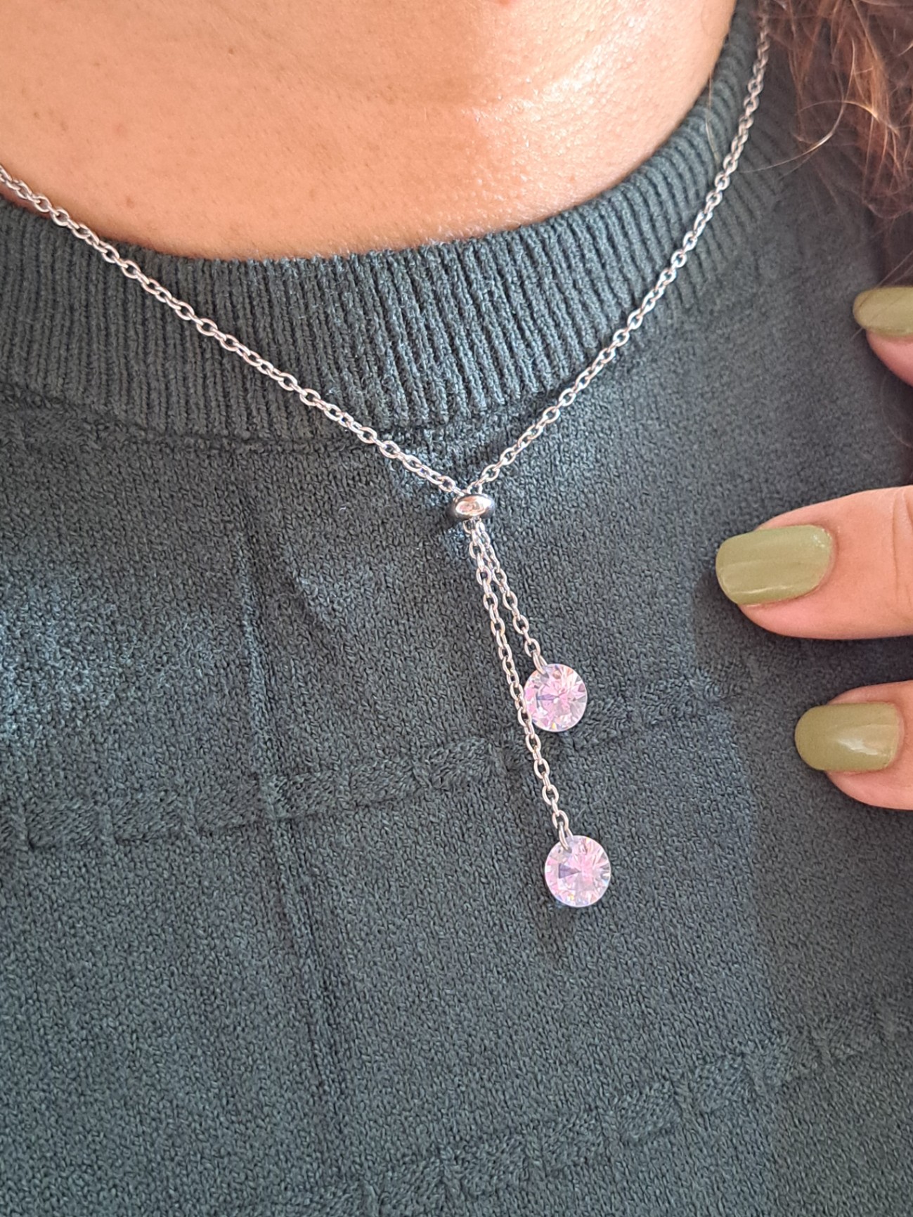 Foto de colar gravatinha 2 pedras