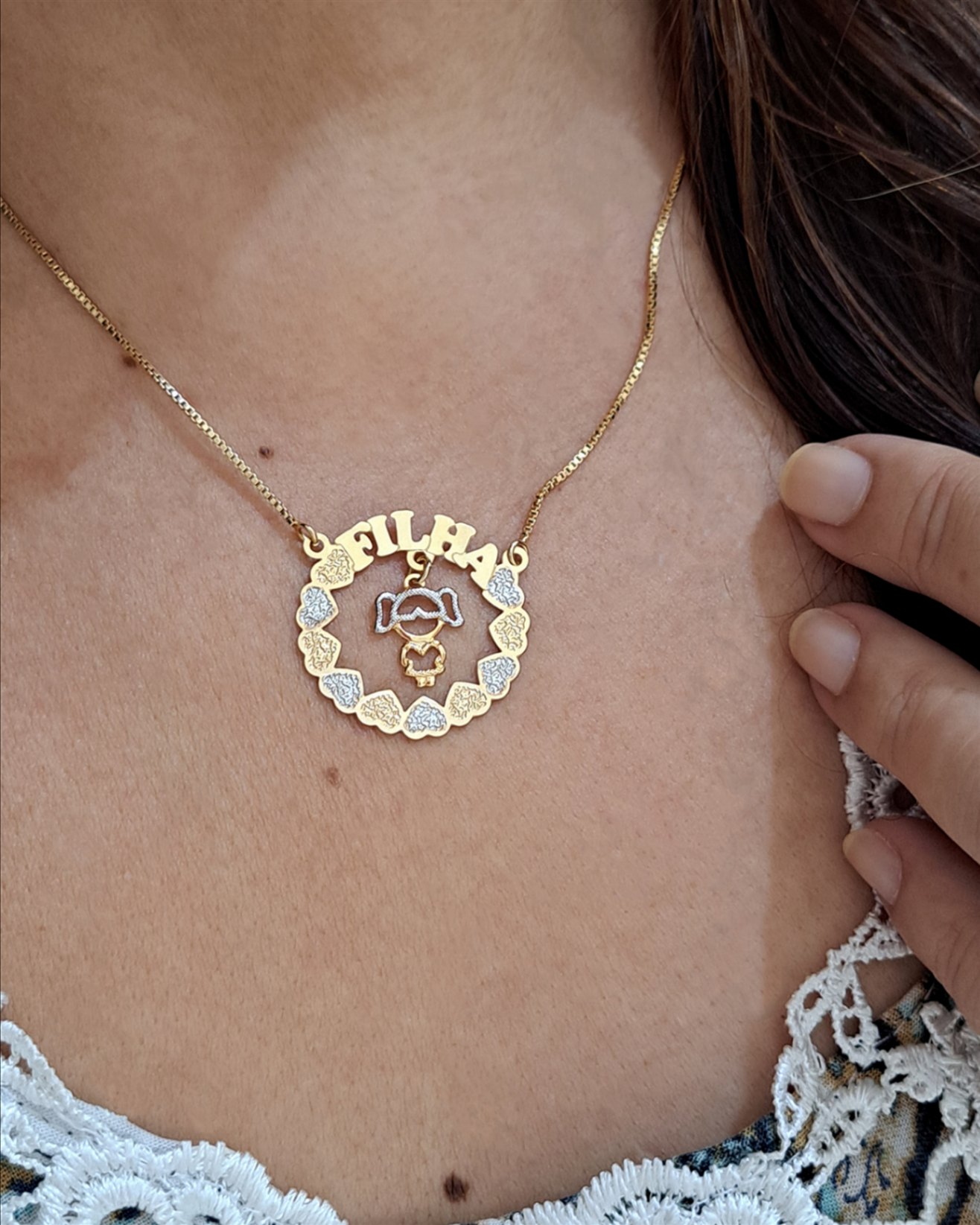 Foto de colar veneziana com pingente filha fixo