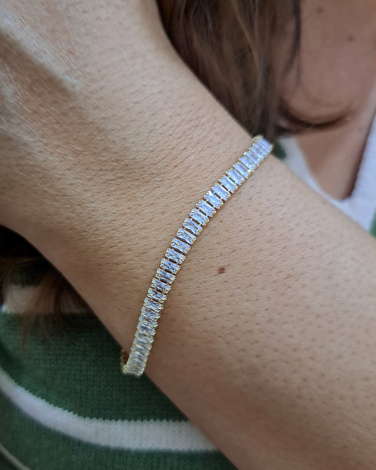 Foto de pulseira navetes retangular zircônias
