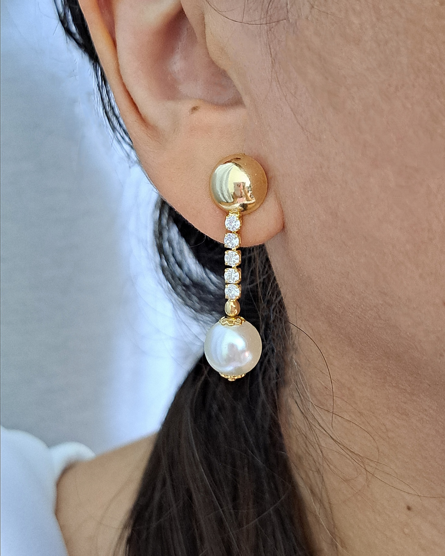 Foto de brinco elegância pérola e zircônias