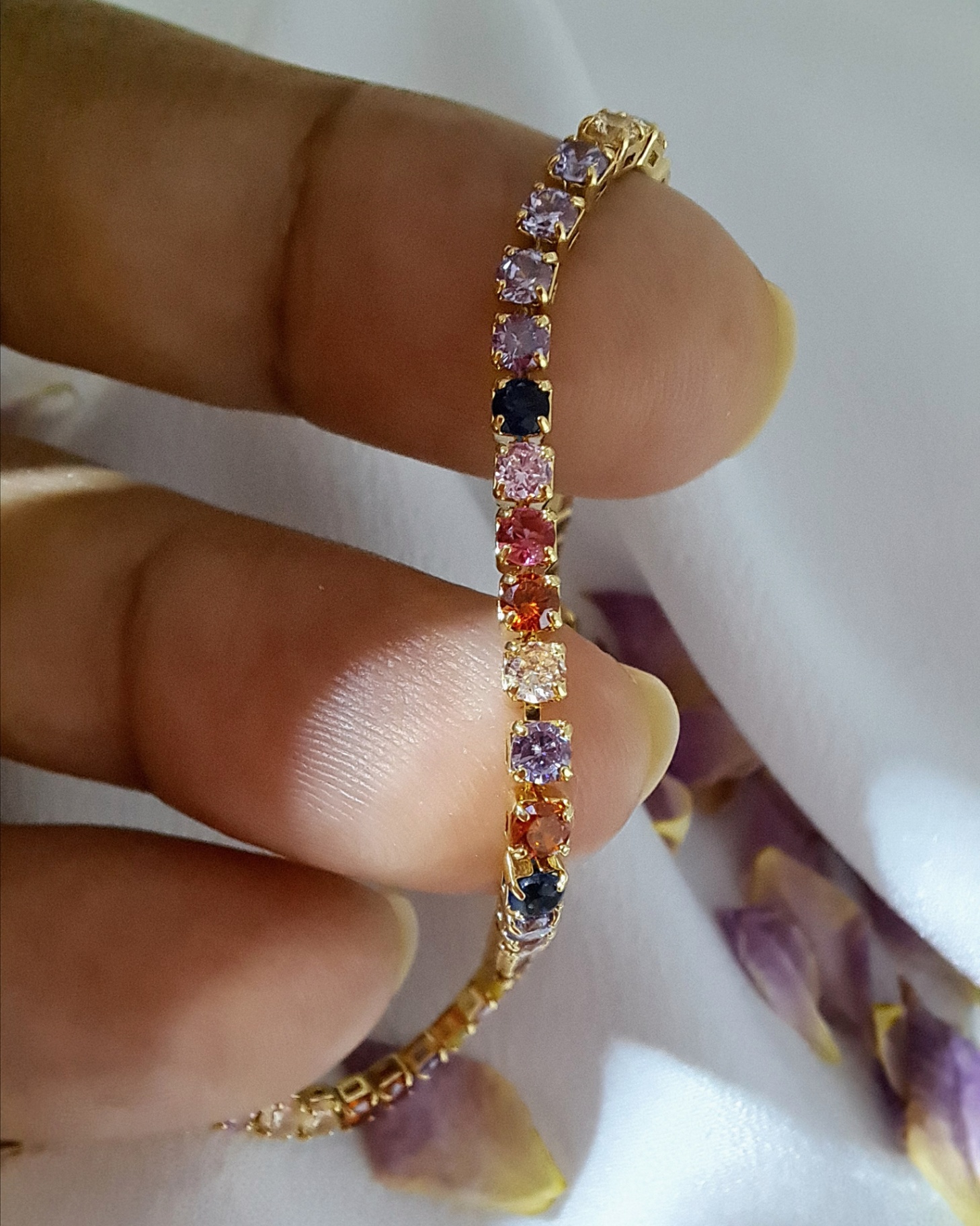 Foto de pulseira riviera zircônias coloridas 2mm