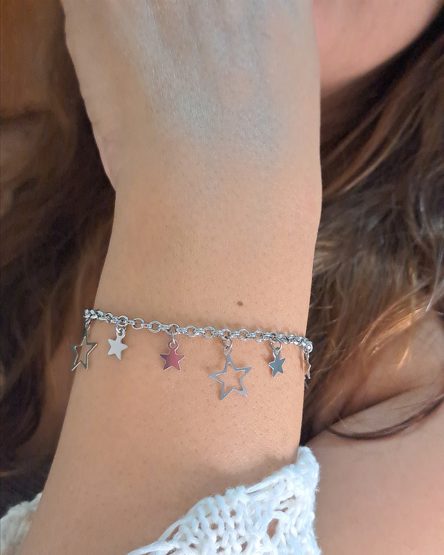 Foto de pulseira 11 estrelas em aço inox Foto de pulseira 11 estrelas em aço inox