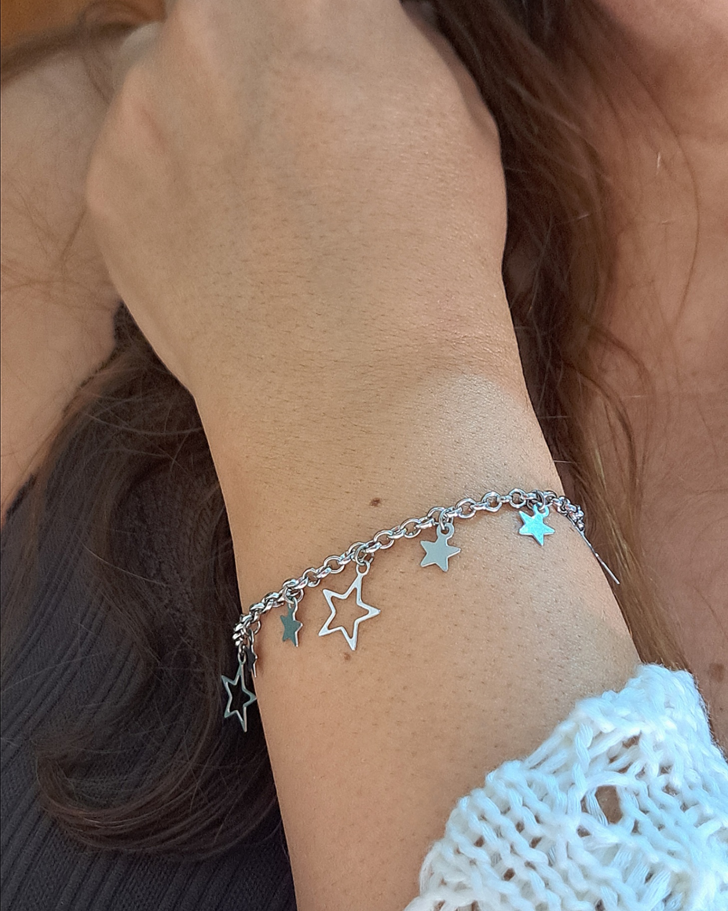 Foto de pulseira 11 estrelas em aço inox