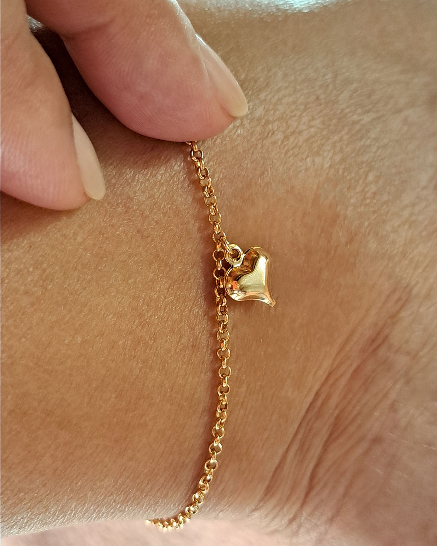 Foto de tornozeleira elo português pingente coração