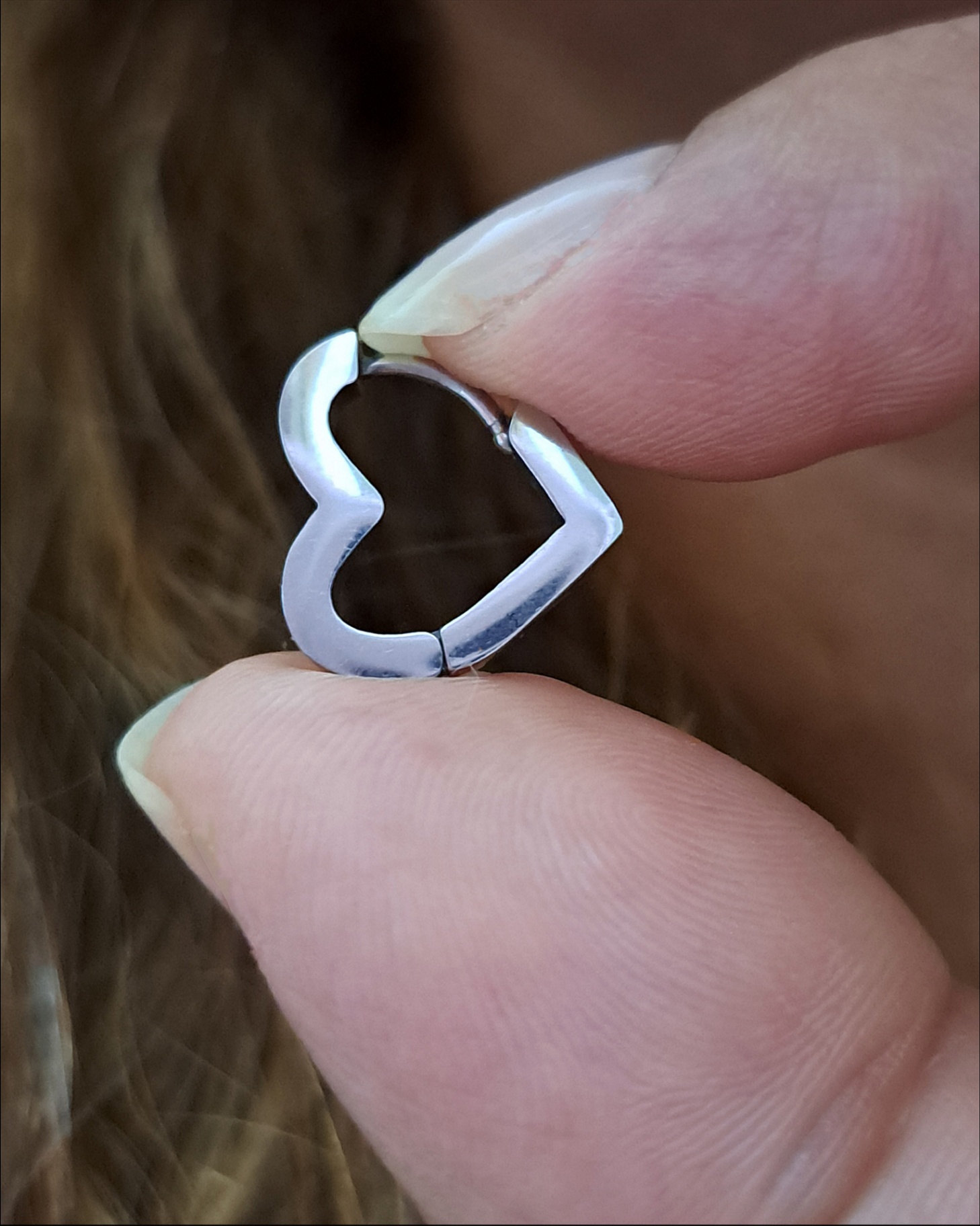 Foto de argola click coração robusto 14mm aço inox Foto de argola click coração robusto 14mm aço inox