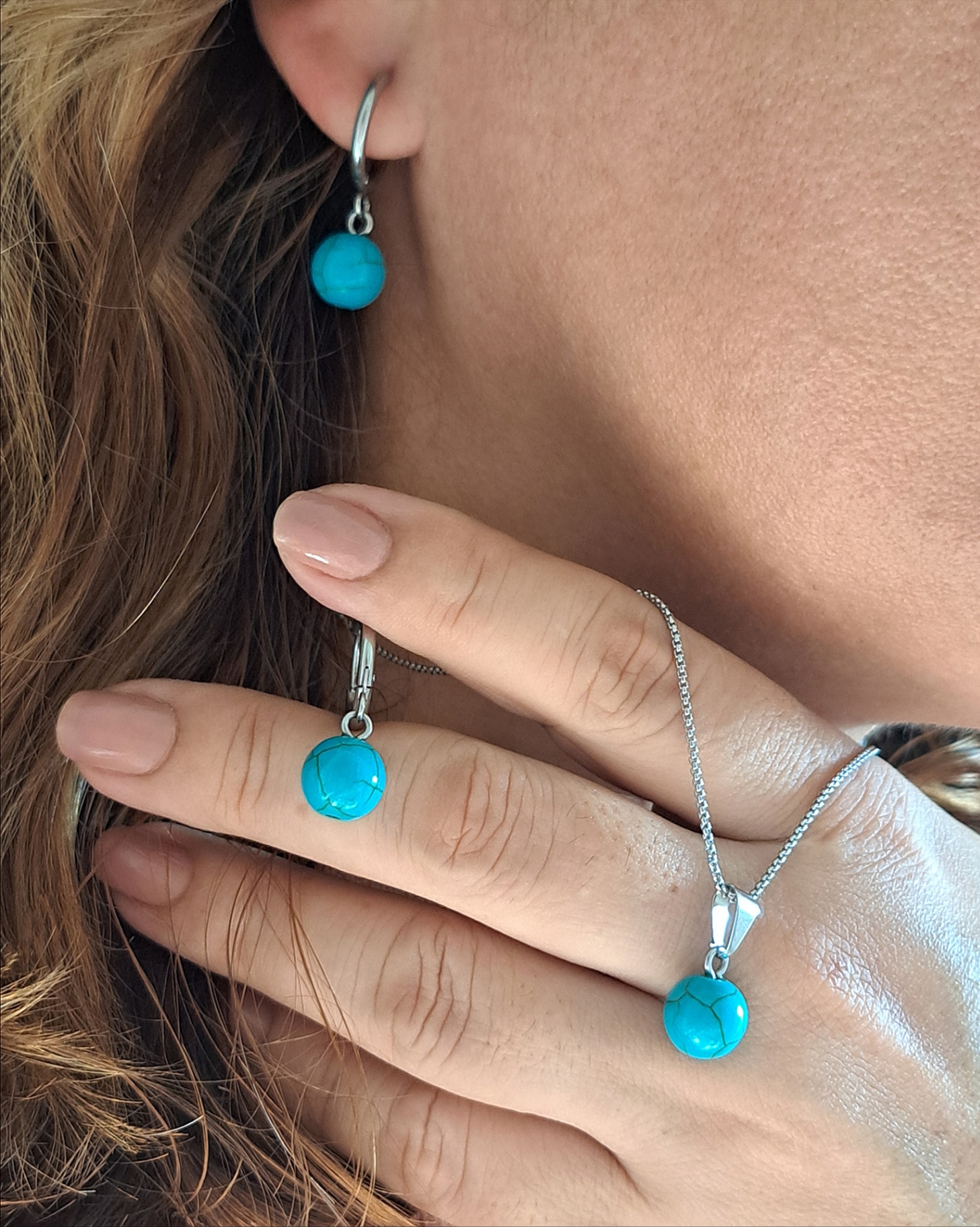 Foto de conjunto aço inox esfera natural azul Foto de conjunto aço inox esfera natural azul