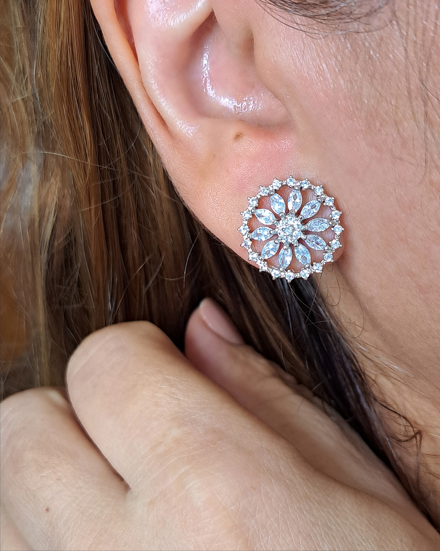 Foto de conjunto ródio mandala zircônias