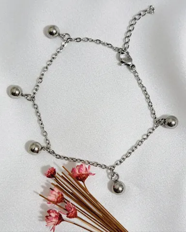 Foto de pulseira 5 esferas em aço inox