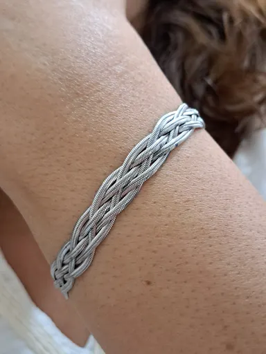 Foto de pulseira trança 5 fitas boleadas de 2mm