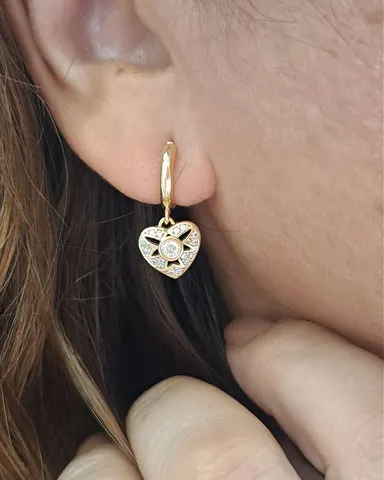 Foto de argola click pingente coração zircônias
