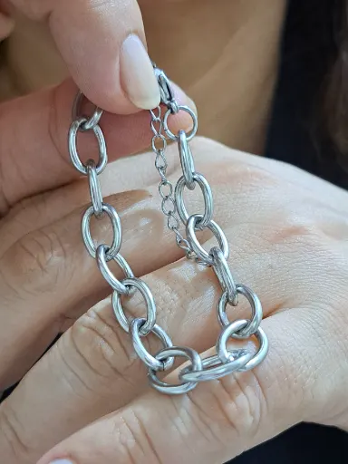 Foto miniatura de pulseira de elos alongados aço inox