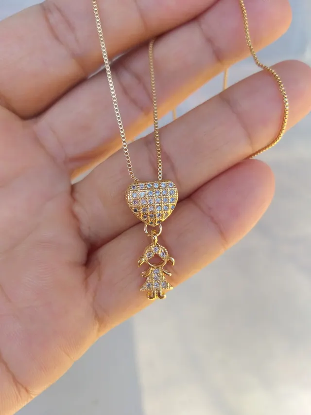 Foto de colar veneziana coração 1 menina zircônias Foto de colar veneziana coração 1 menina zircônias