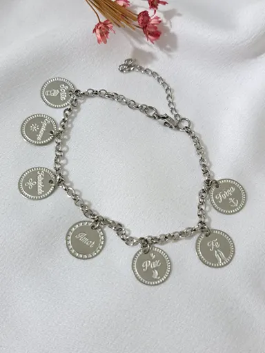 Foto de pulseira medalhas positivas em aço inox
