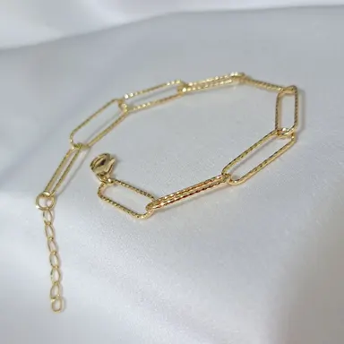 Foto de pulseira elos retangular diamantados