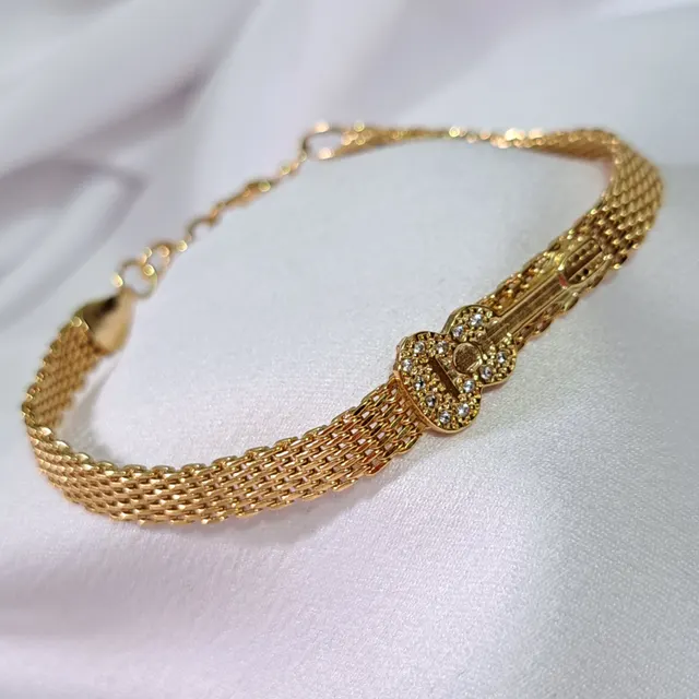 Foto de pulseira esteira violão com zircônias Foto de pulseira esteira violão com zircônias