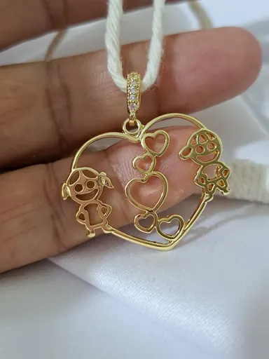 Foto de pingente coração casal fecho com zircônias