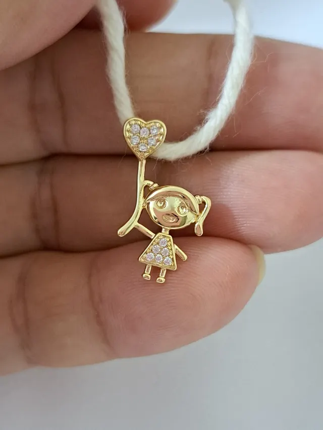 Foto de pingente menina balão coração zircônias Foto de pingente menina balão coração zircônias