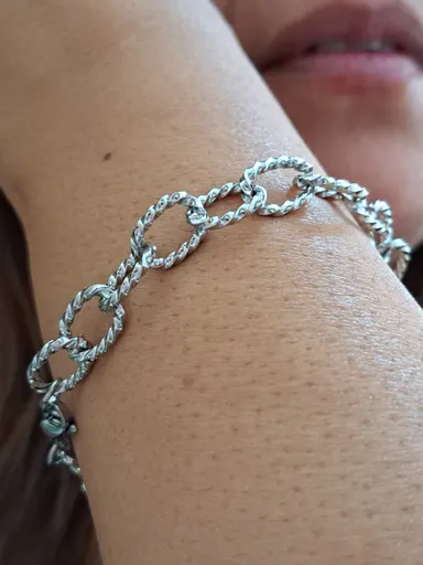 Foto de pulseira max elos torcidos em aço inox