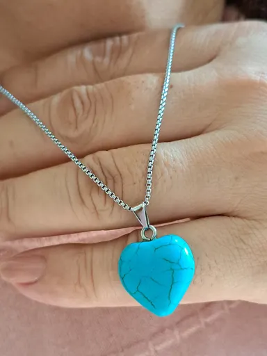 Foto de conjunto pedra natural coração azul aço inox