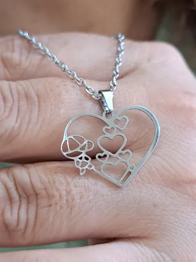 Foto de colar aço inox coração filhos