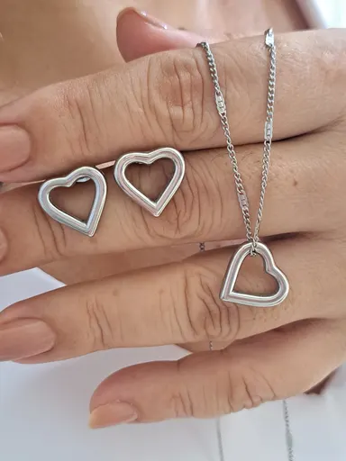 Foto de conjunto coração 3d aço inox
