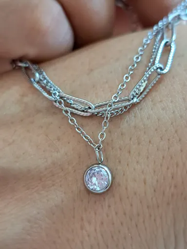 Foto de pulseira, trio aço inox com ponto luz