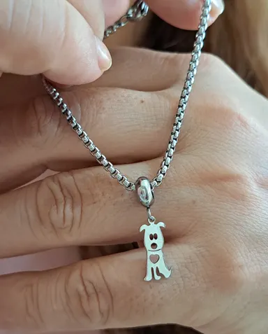 Foto de pulseira berloque cãozinho aço inox