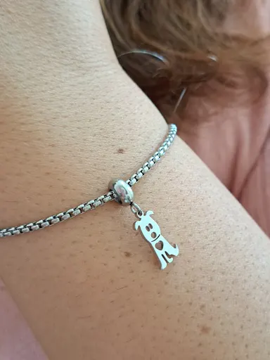 Foto de pulseira berloque cãozinho aço inox