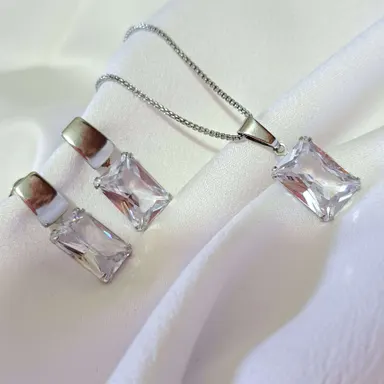 Foto de conjunto pedra retangular em aço inox