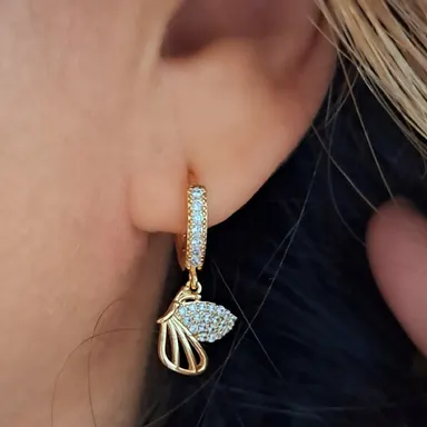 Foto de argola borboleta com zircônia