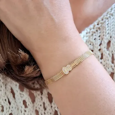 Foto de pulseira esteira violão com zircônias